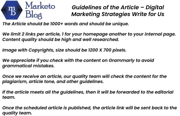 Guidelines of the Article – Digital Marketing Strategies Write for Us