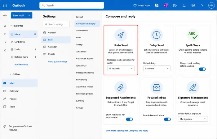 How to Enable Undo Send in Outlook Web
