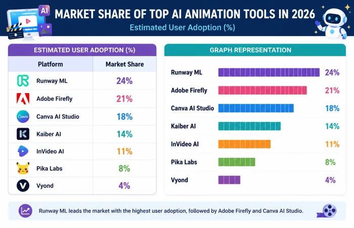 Market Share of Top AI Animation Tools in 2026
