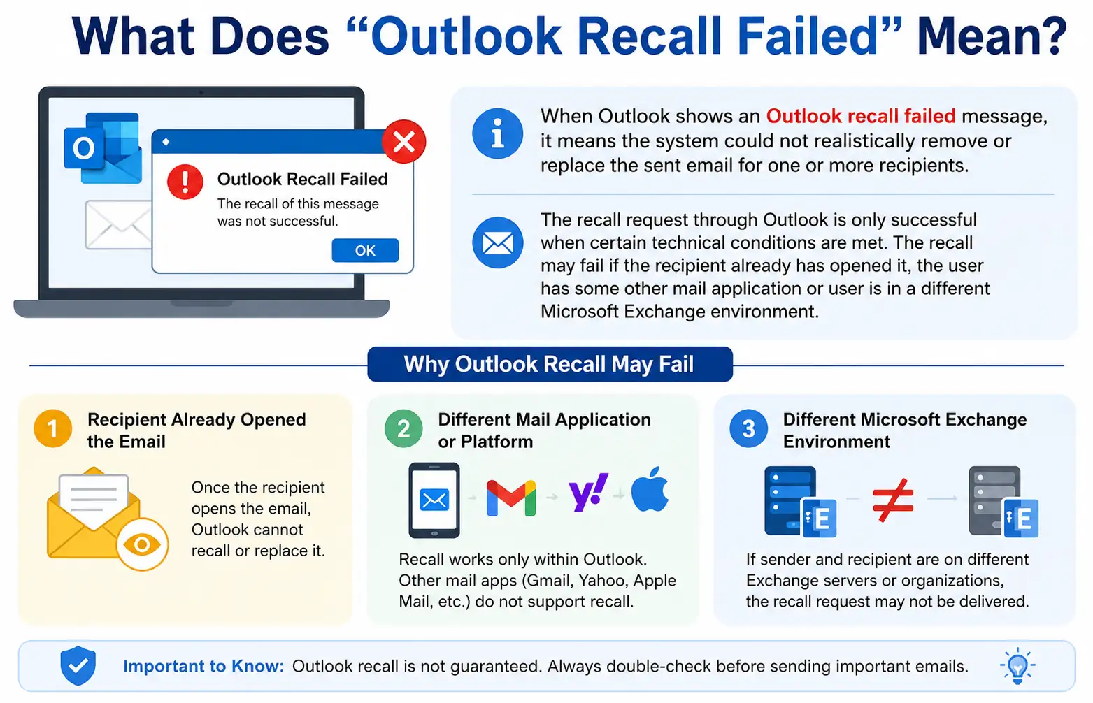 outlook recall failed meaning