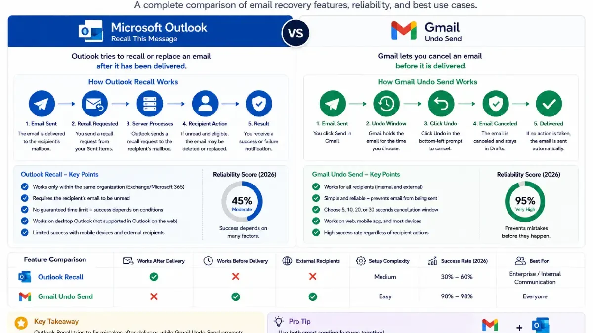 Outlook vs Gmail Recall: The Complete Comparison Guide for 2026