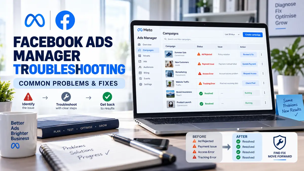 Facebook Ads Manager Troubleshooting: Common Problems and Fixes