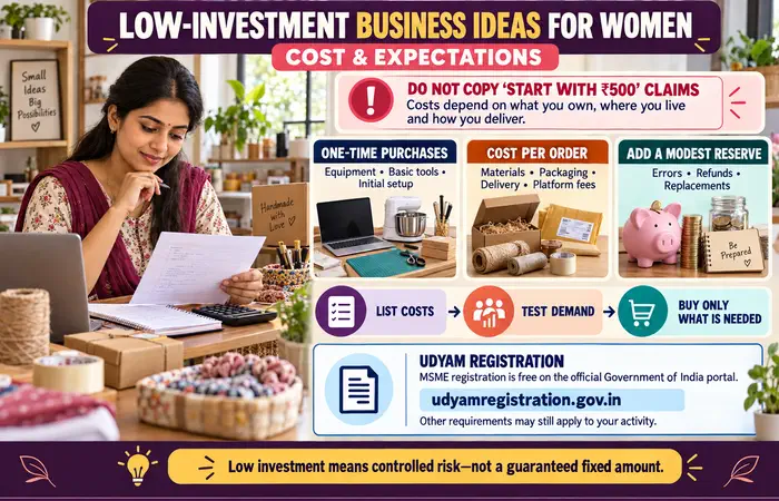 Low-Investment Business Ideas for Women Cost and Expectations
